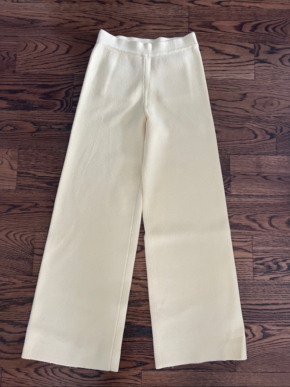 Wide Leg Yellow Knit Pants